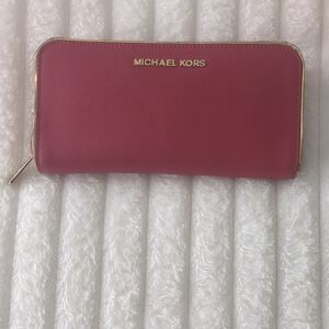 Michael Kors Cherry Red Zip-Around Wallet